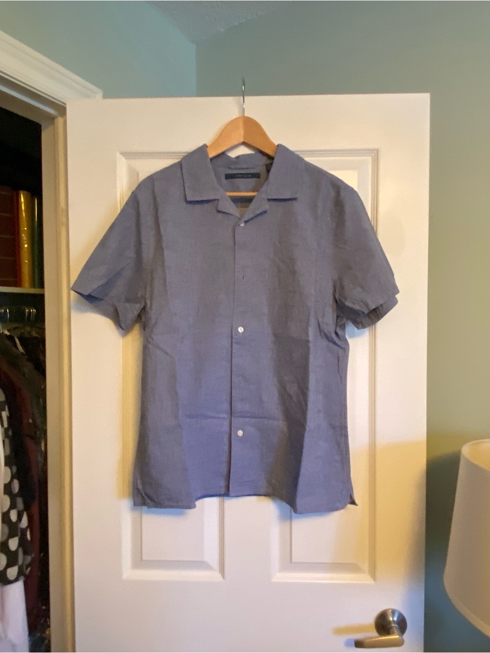 Perry Ellis Blue Short Sleeve Button-Down Shirt